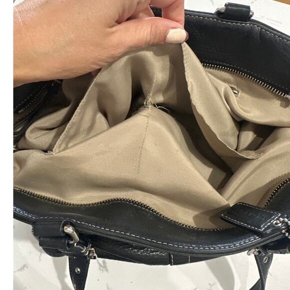 COACH Hamilton Purse Shoulder Hand Bag Black Pebble Leather Tote, Medium, EUC - Picture 5 of 9